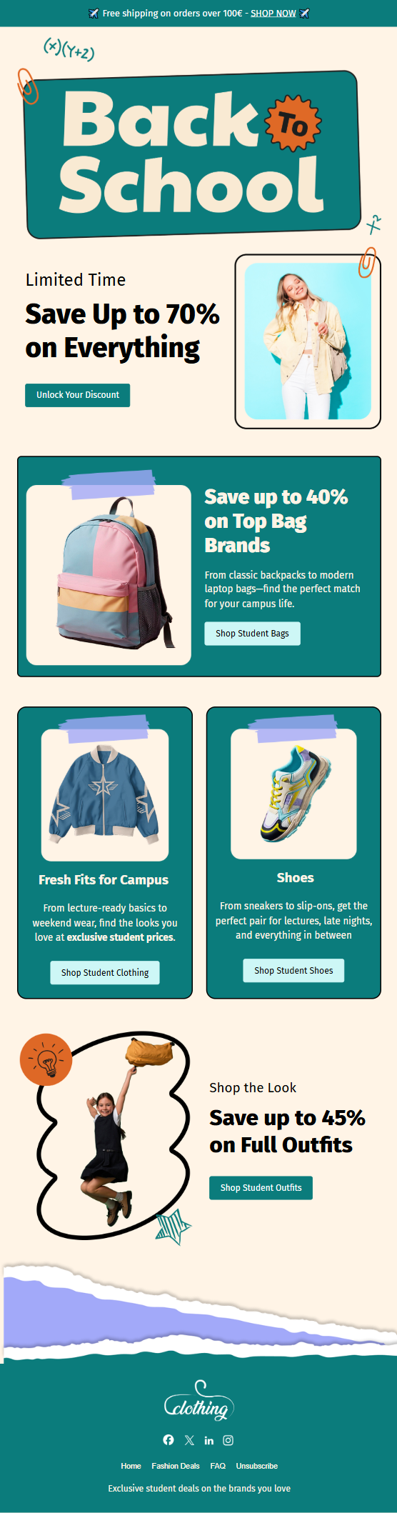 Back to school email template preview